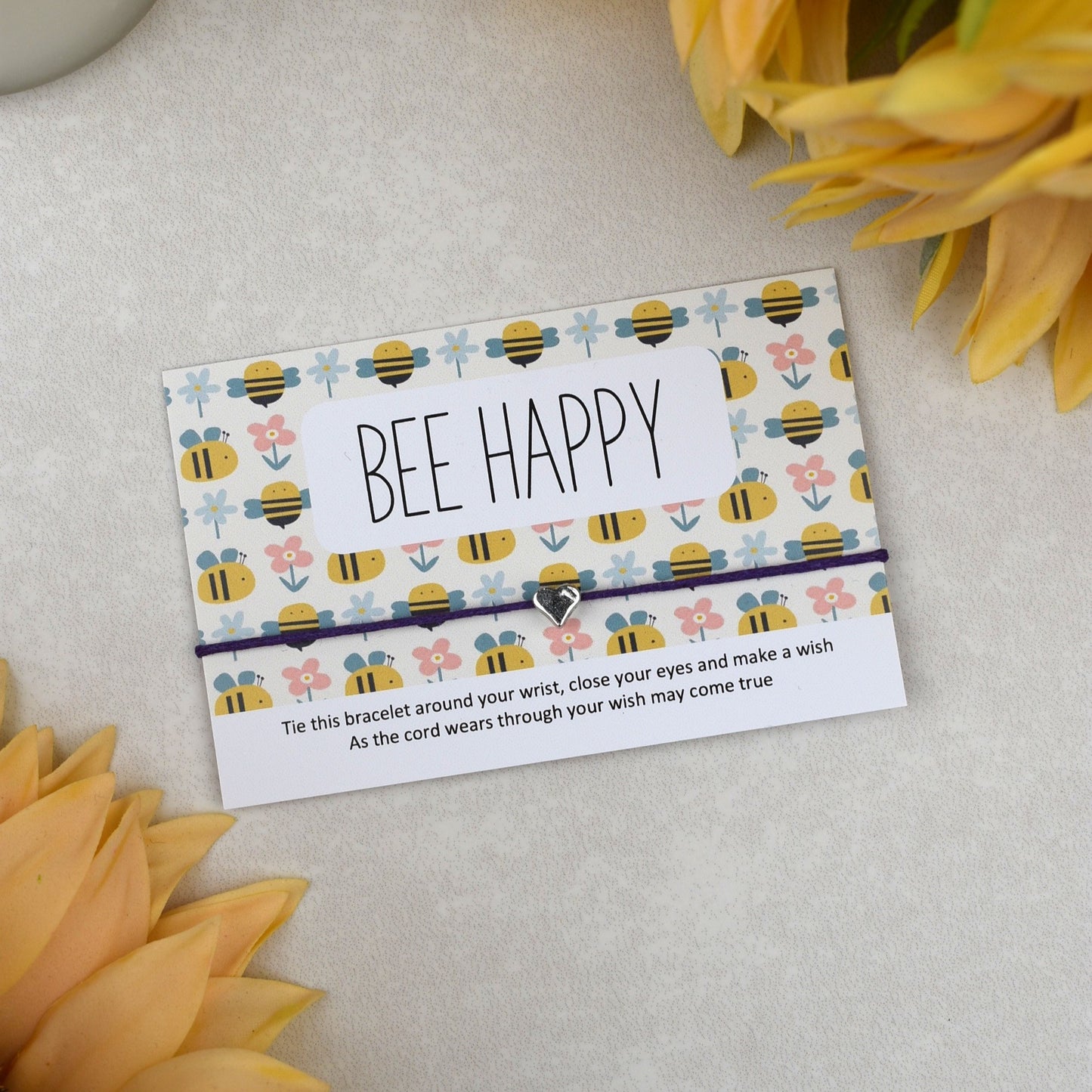 CLEARANCE - Bee Happy Wish Bracelet | Heart Charm