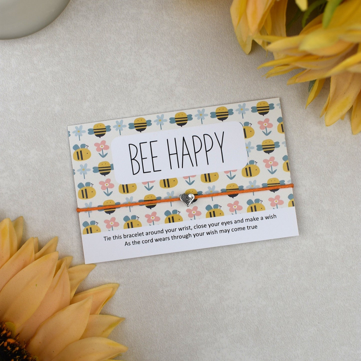 CLEARANCE - Bee Happy Wish Bracelet | Heart Charm