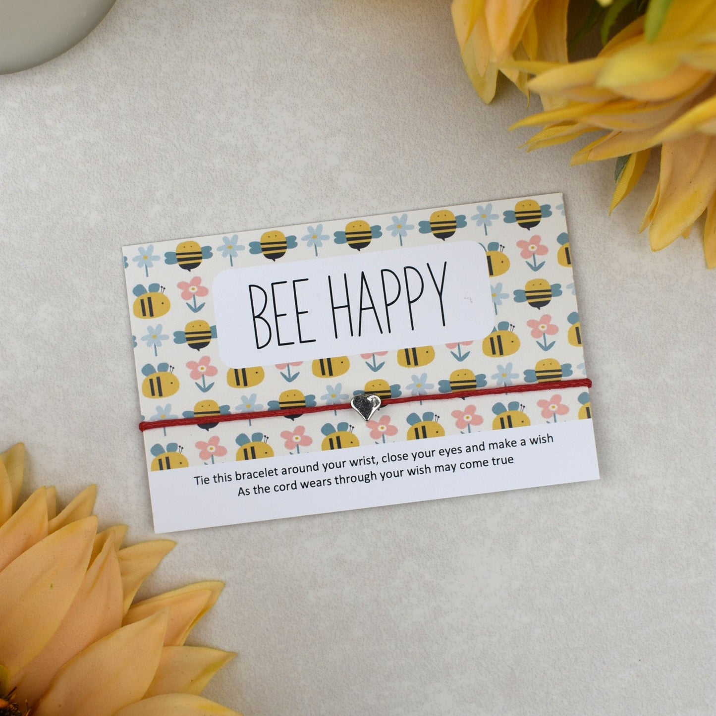 CLEARANCE - Bee Happy Wish Bracelet | Heart Charm