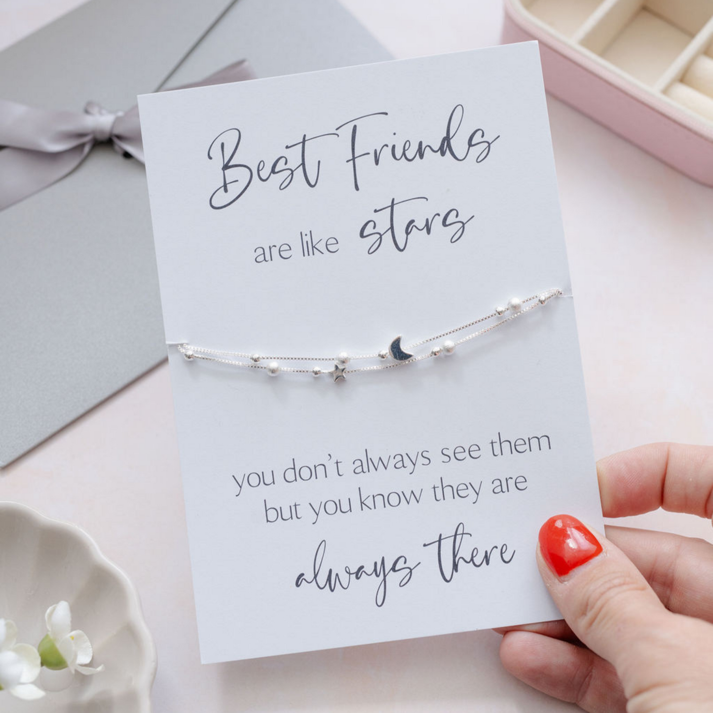 Best Friends Are Like Stars Bracelet - Star & Moon Charms
