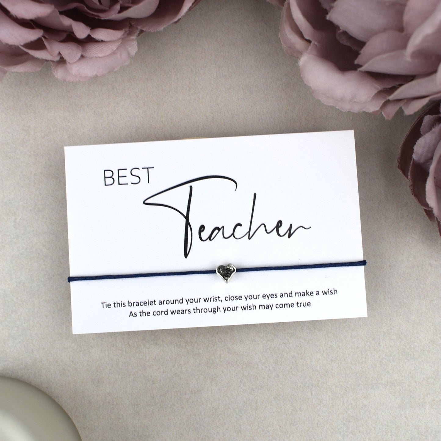 CLEARANCE - Best Teacher Wish Bracelet | Heart Charm