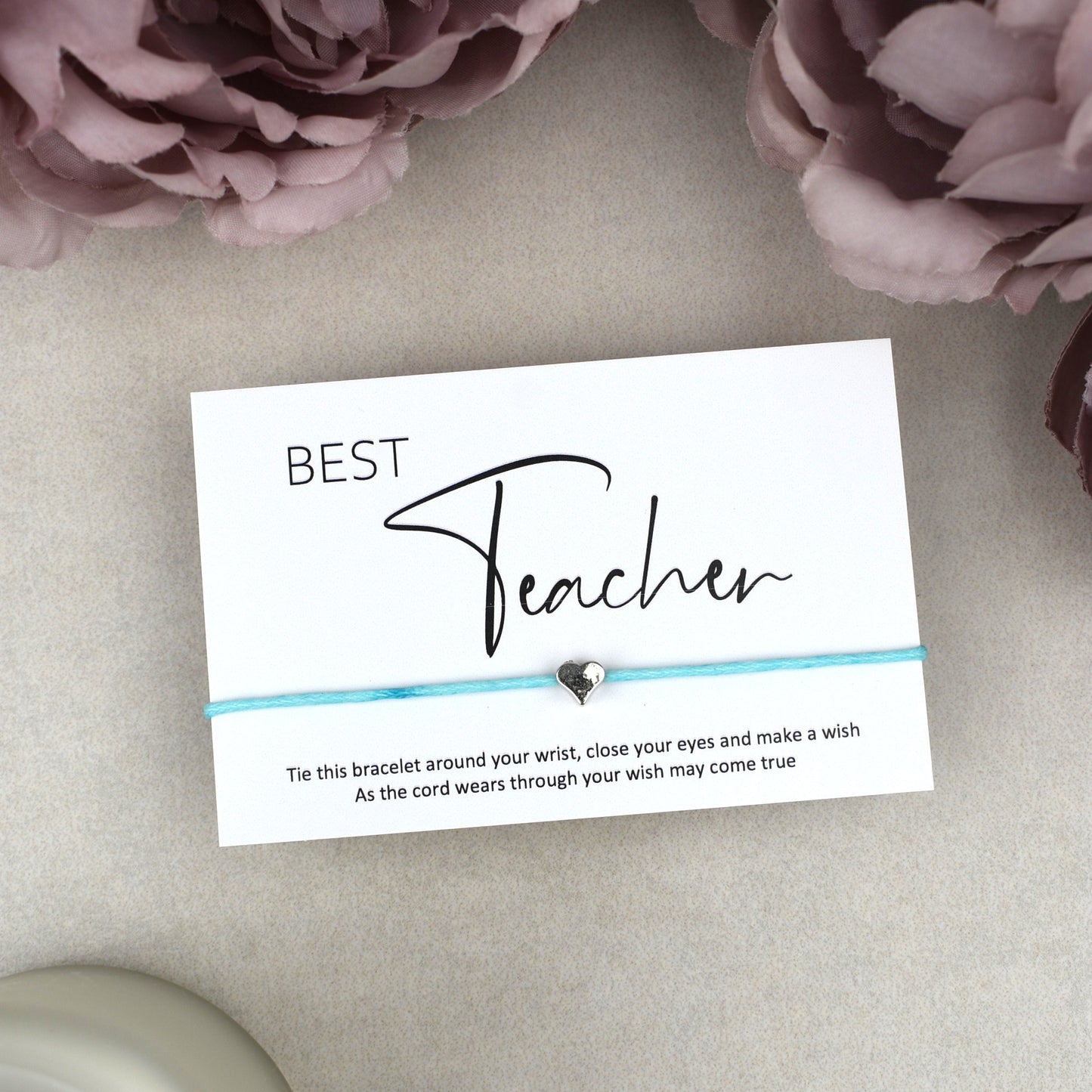 CLEARANCE - Best Teacher Wish Bracelet | Heart Charm