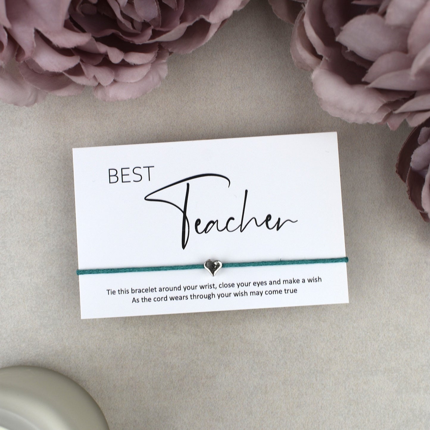 CLEARANCE - Best Teacher Wish Bracelet | Heart Charm
