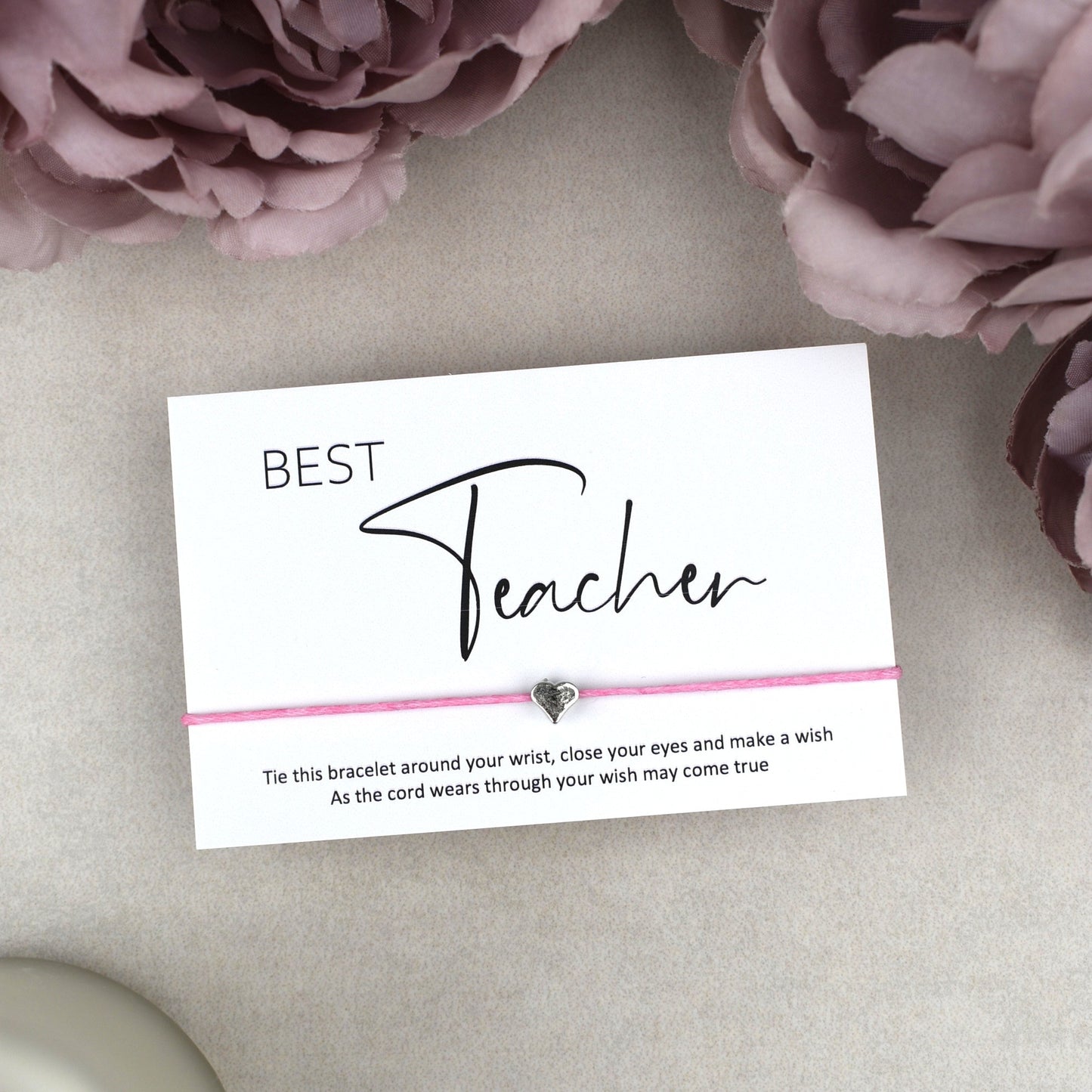 CLEARANCE - Best Teacher Wish Bracelet | Heart Charm