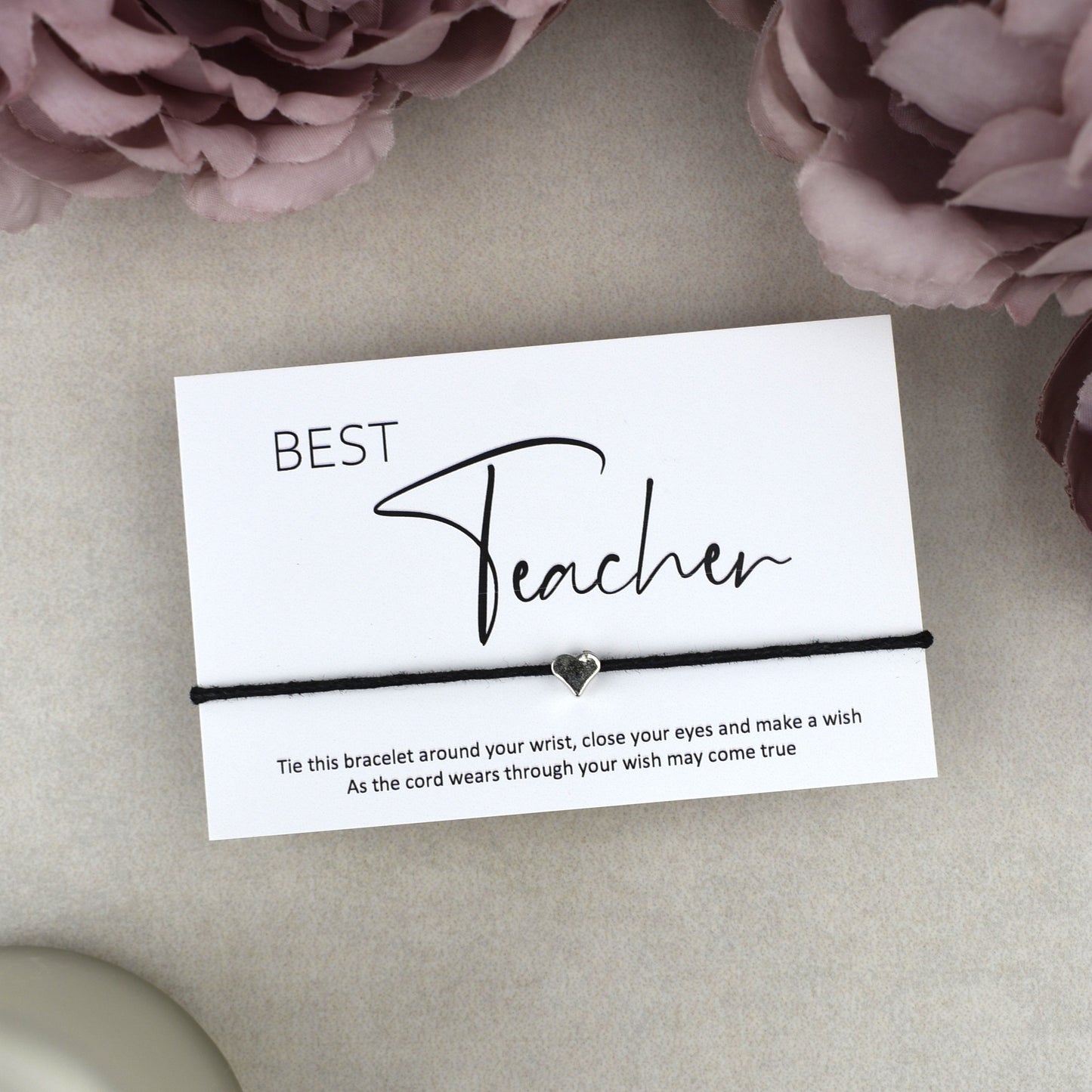 CLEARANCE - Best Teacher Wish Bracelet | Heart Charm