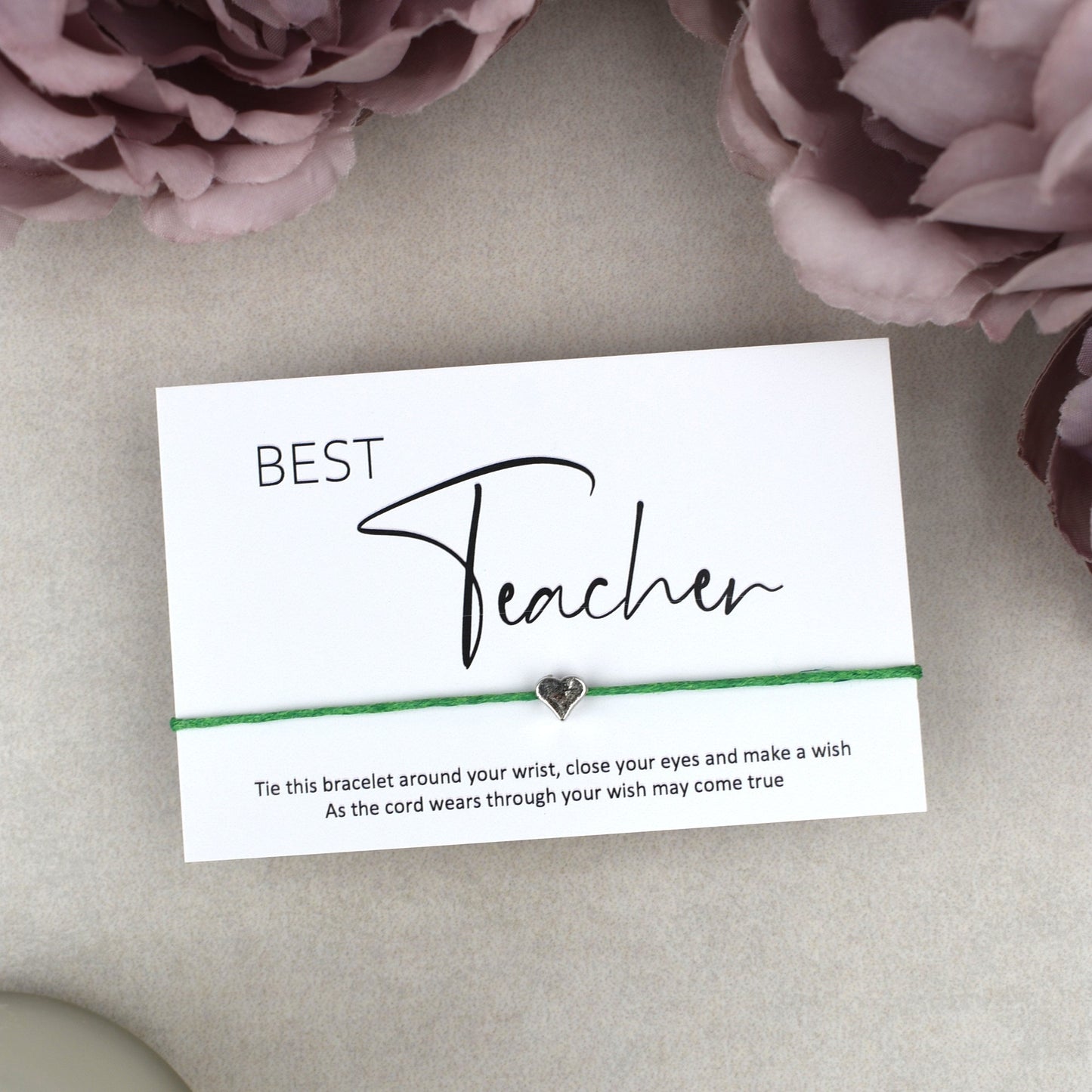 CLEARANCE - Best Teacher Wish Bracelet | Heart Charm