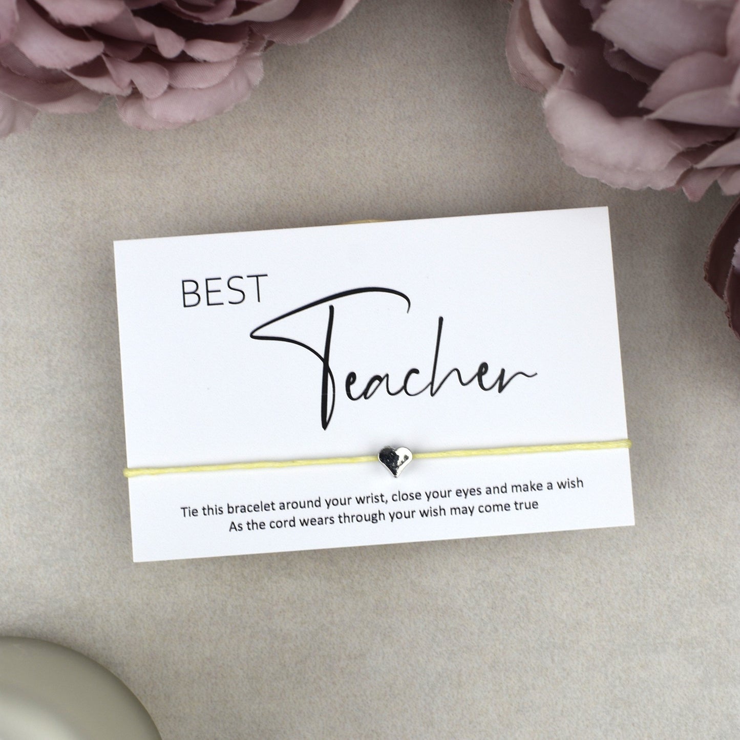 CLEARANCE - Best Teacher Wish Bracelet | Heart Charm