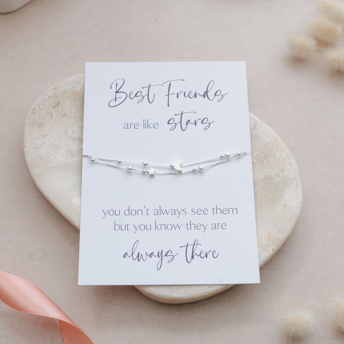 Best Friends Are Like Stars Bracelet - Star and Moon Charms