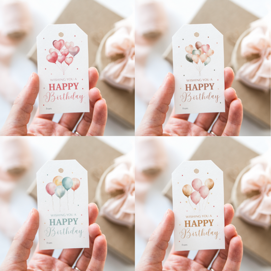 DIGITAL Balloon Happy Birthday Gift Tag Bundle