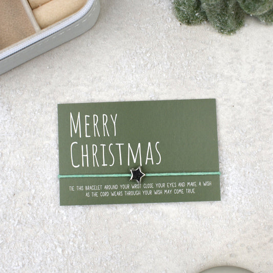 CLEARANCE - Merry Christmas Wish Bracelet (Green)