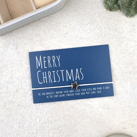 CLEARANCE - Merry Christmas Wish Bracelet - Blue