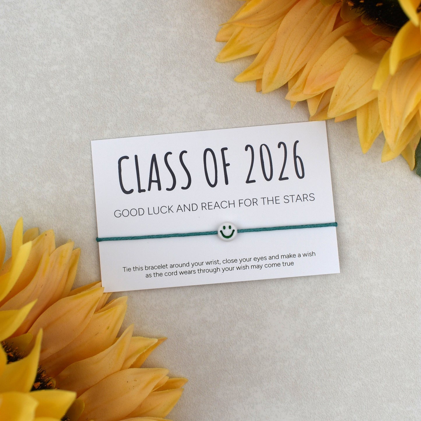 Class of 2026 - Good Luck And Reach For The Stars Wish Bracelet - Smiley Face