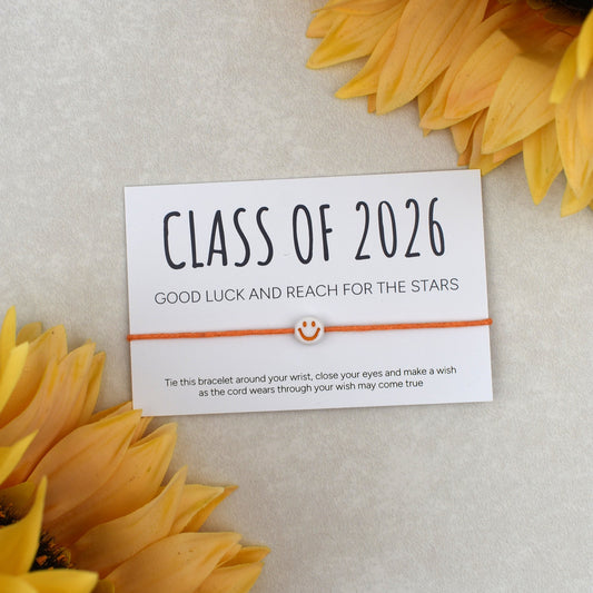 Class of 2026 - Good Luck And Reach For The Stars Wish Bracelet - Smiley Face