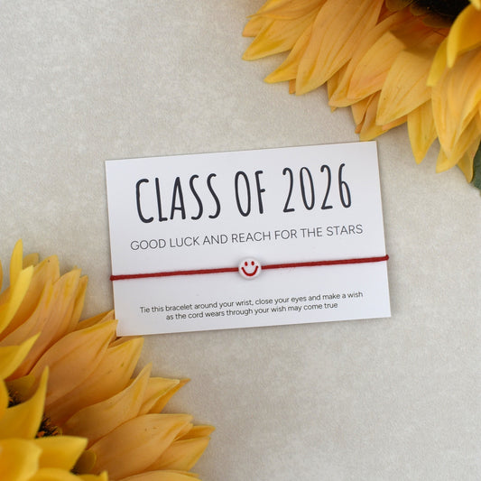 Class of 2026 - Good Luck And Reach For The Stars Wish Bracelet - Smiley Face