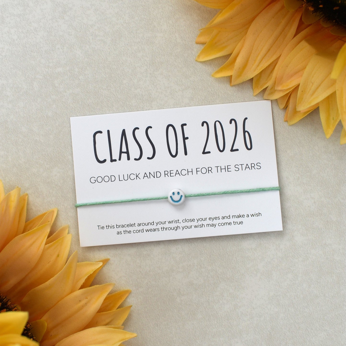 Class of 2026 - Good Luck And Reach For The Stars Wish Bracelet - Smiley Face
