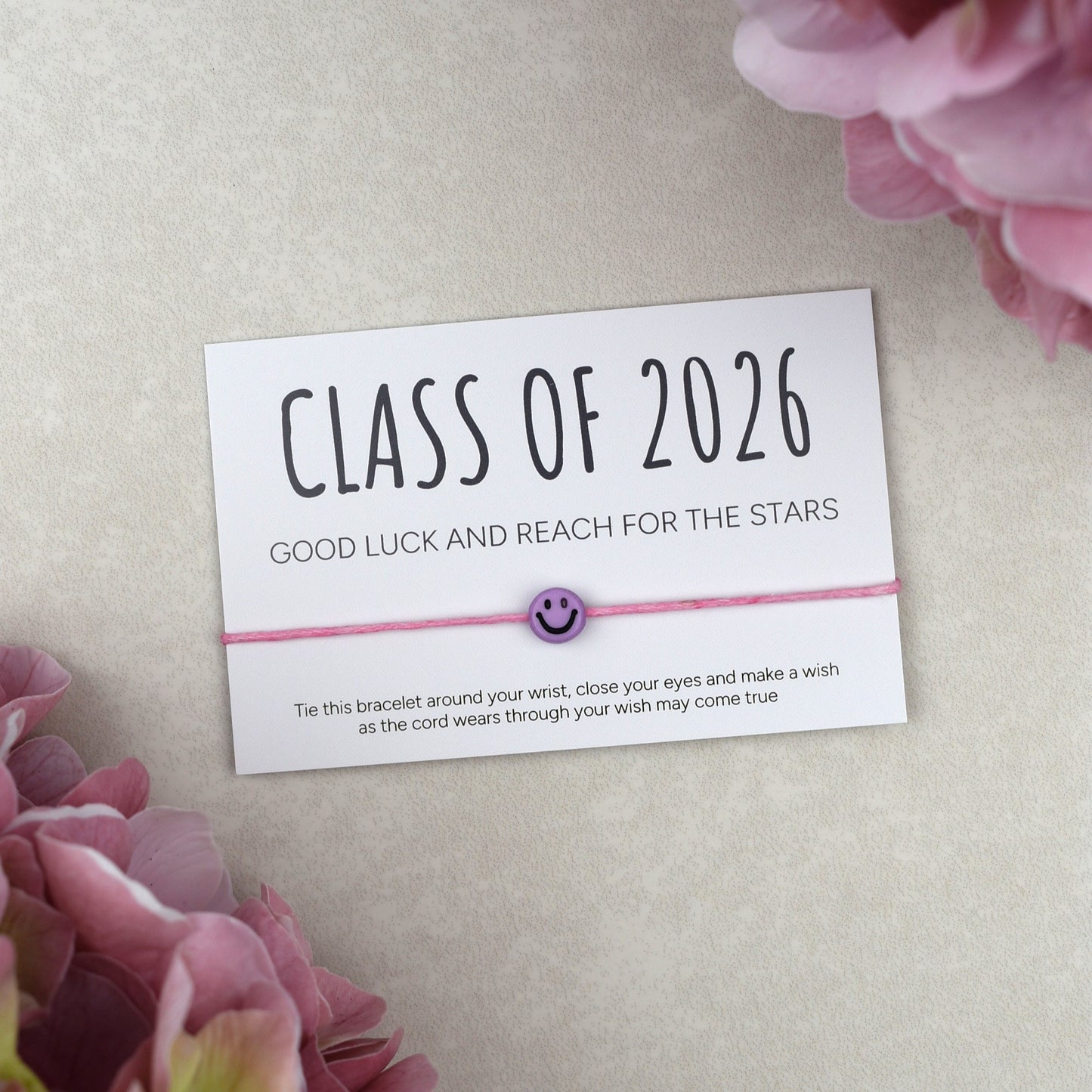 Class of 2026 - Good Luck And Reach For The Stars Wish Bracelet - Smiley Face (Copy)