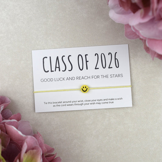 Class of 2026 - Good Luck And Reach For The Stars Wish Bracelet - Smiley Face (Copy)