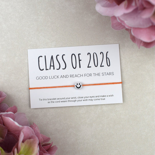 Class of 2026 - Good Luck And Reach For The Stars Wish Bracelet - Smiley Face (Copy)