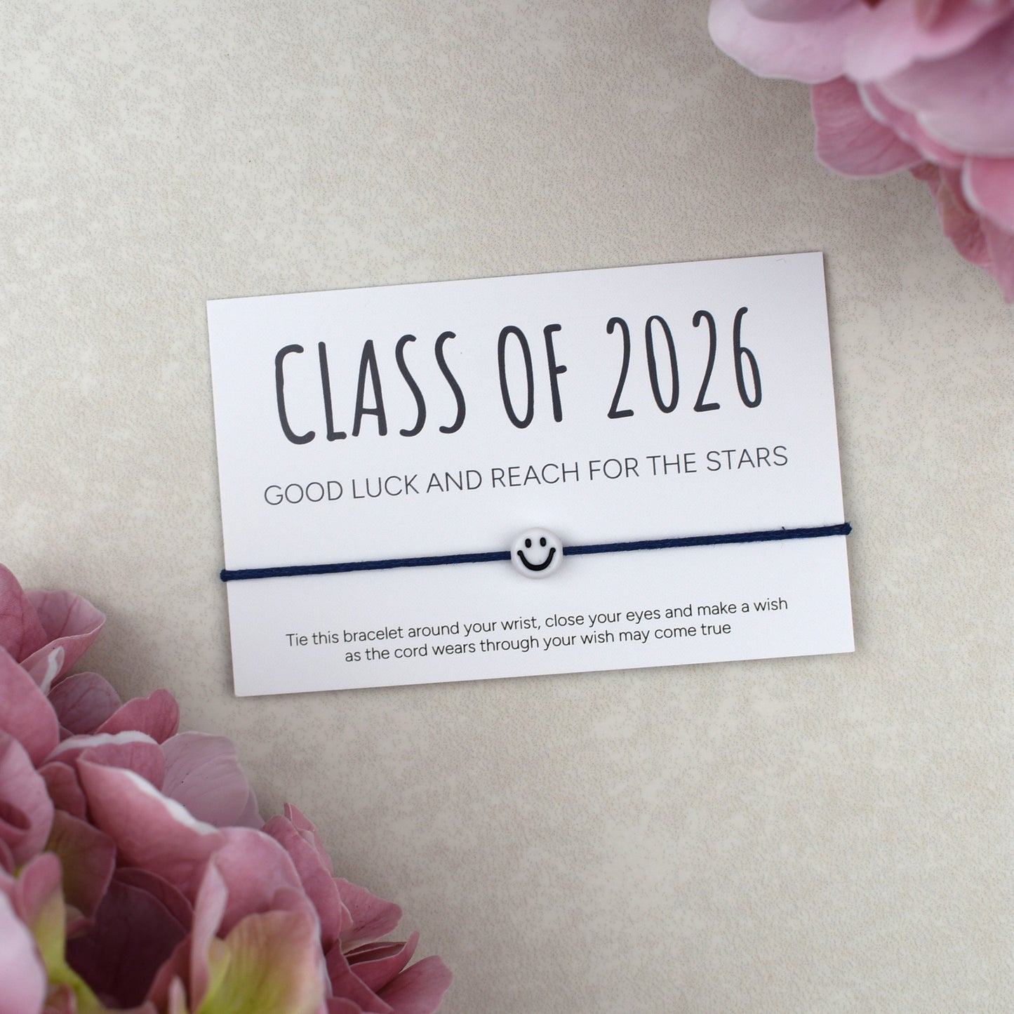 Class of 2026 - Good Luck And Reach For The Stars Wish Bracelet - Smiley Face (Copy)