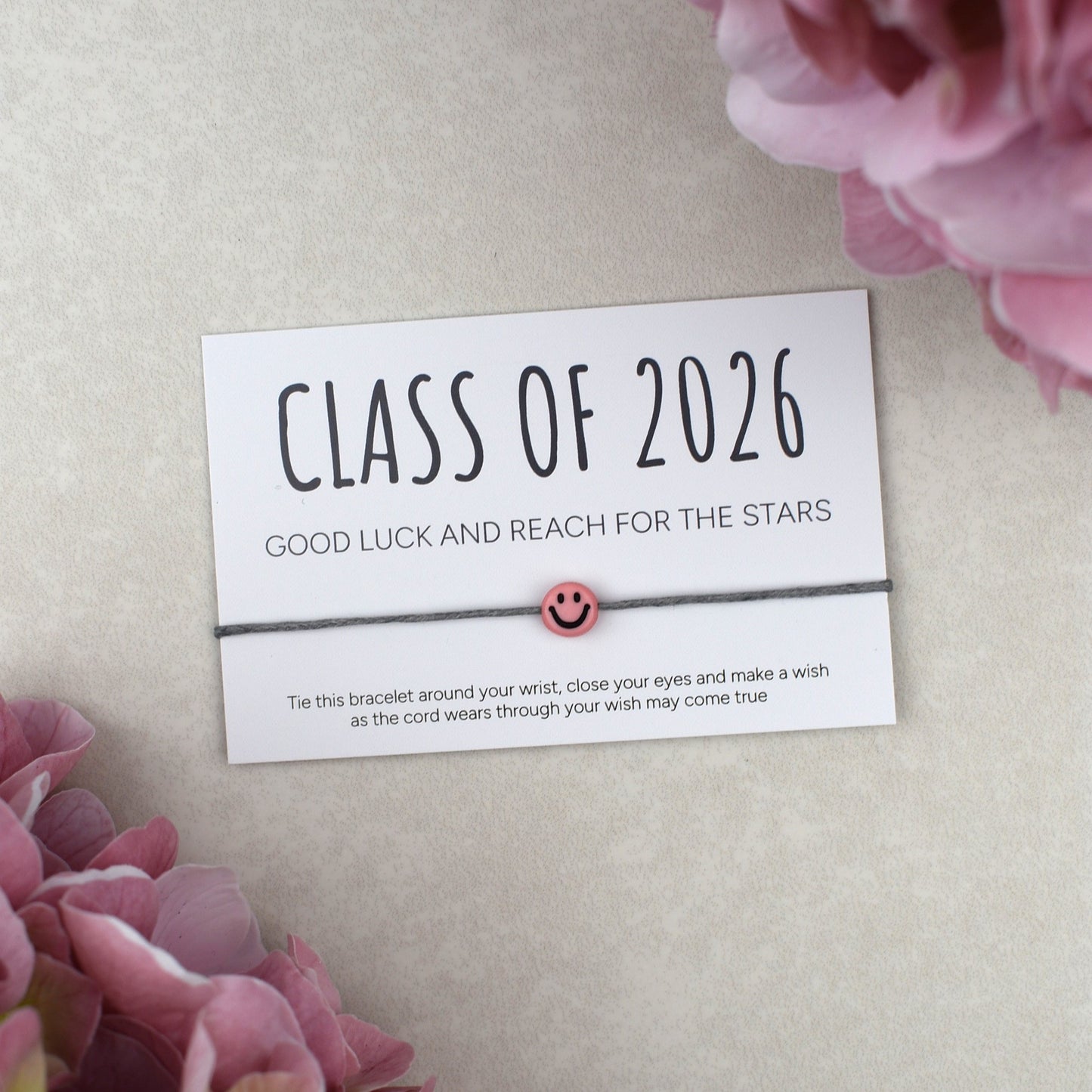 Class of 2026 - Good Luck And Reach For The Stars Wish Bracelet - Smiley Face (Copy)