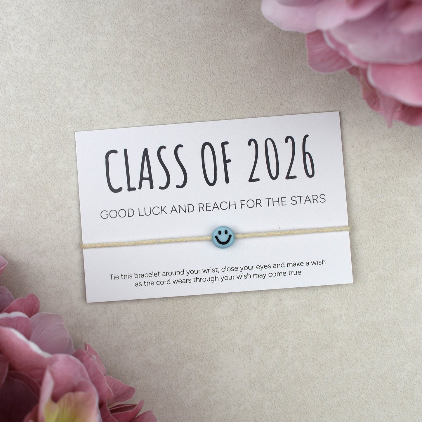 Class of 2026 - Good Luck And Reach For The Stars Wish Bracelet - Smiley Face (Copy)