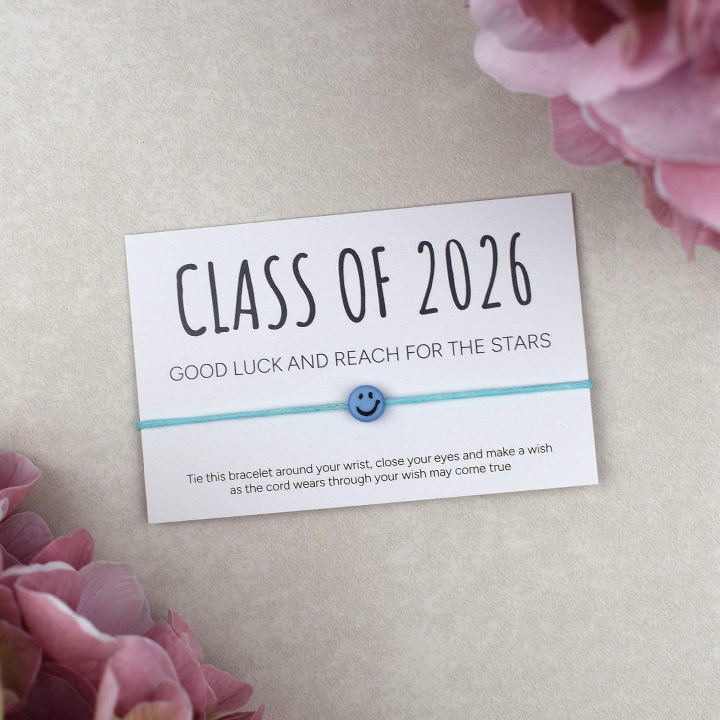 Class of 2026 - Good Luck And Reach For The Stars Wish Bracelet - Smiley Face (Copy)