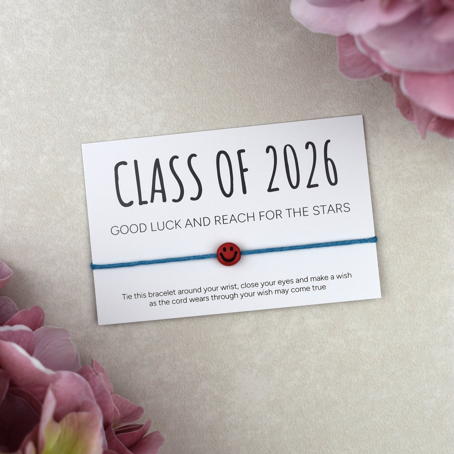 Class of 2026 - Good Luck And Reach For The Stars Wish Bracelet - Smiley Face (Copy)