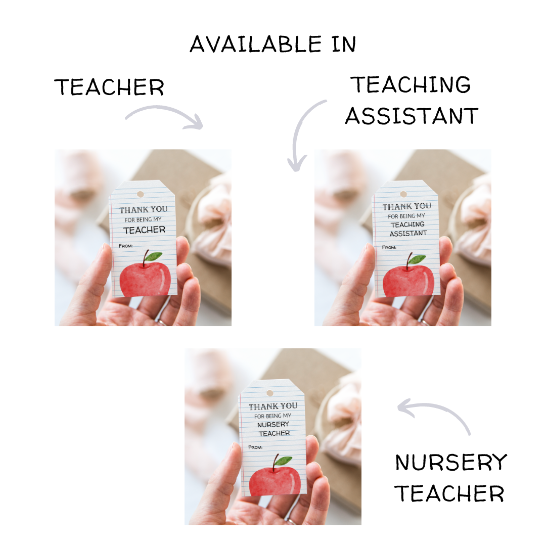 DIGITAL Teacher Thank You Gift Tag - Apple (4011)