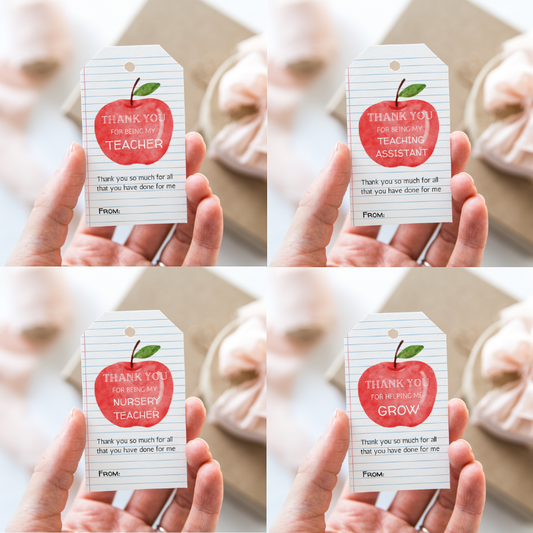 DIGITAL Teacher, Teaching Assistant, Nursery Teacher and Grow Thank You Gift Tag Bundle