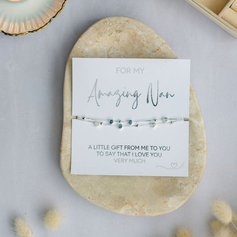 For My Amazing Nan silver heart bracelet, thoughtful gift for Nana, birthday or Christmas present, sentimental jewellery keepsake