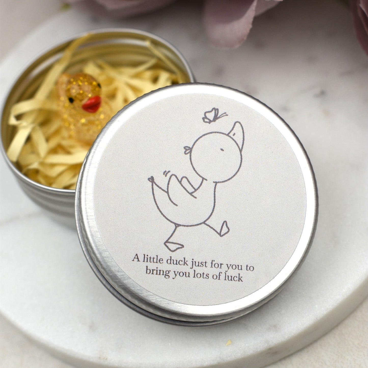 Good Luck Duck Tin - Butterfly - Glitter Duck