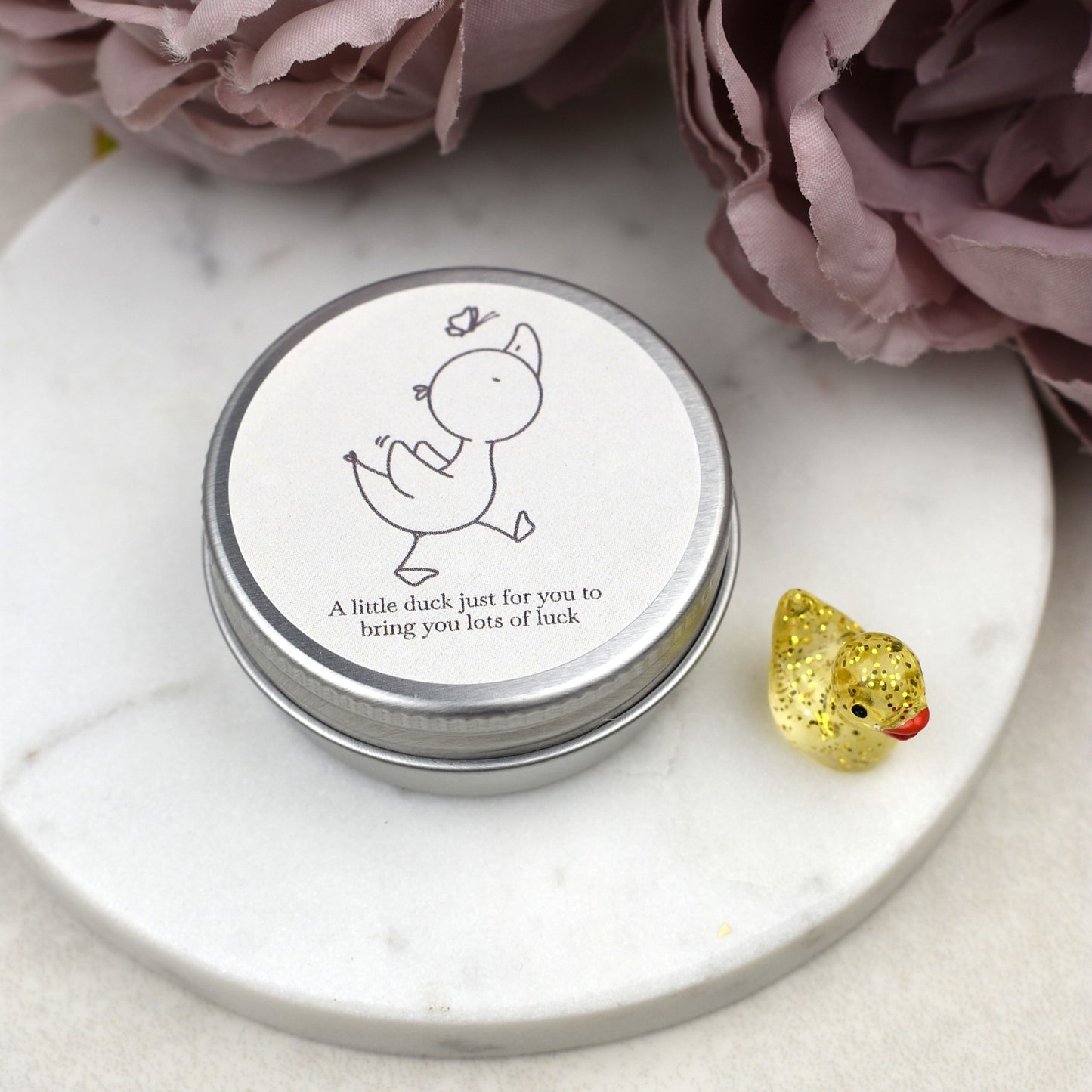 Good Luck Duck Tin - Butterfly - Glitter Duck