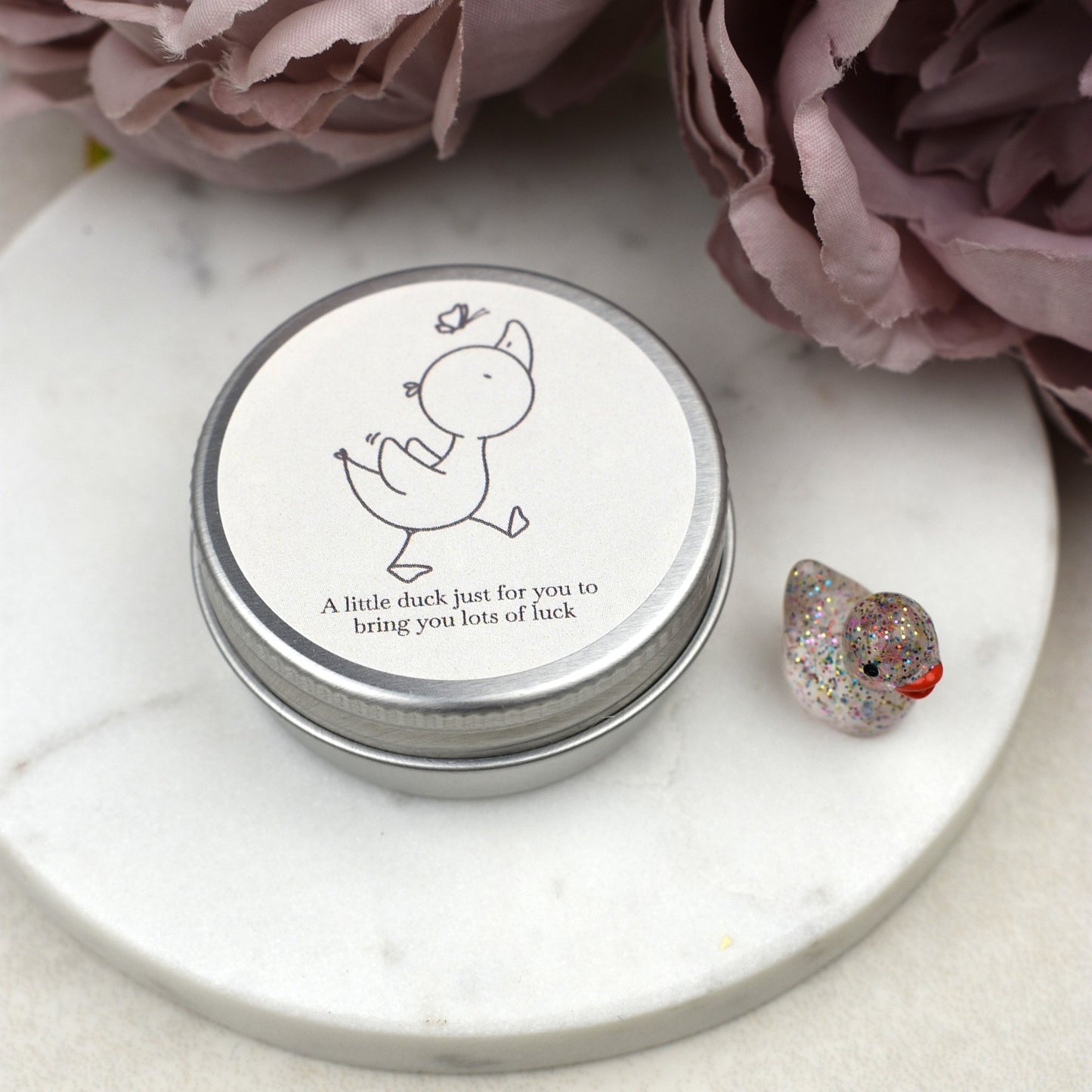 Good Luck Duck Tin - Butterfly - Glitter Duck