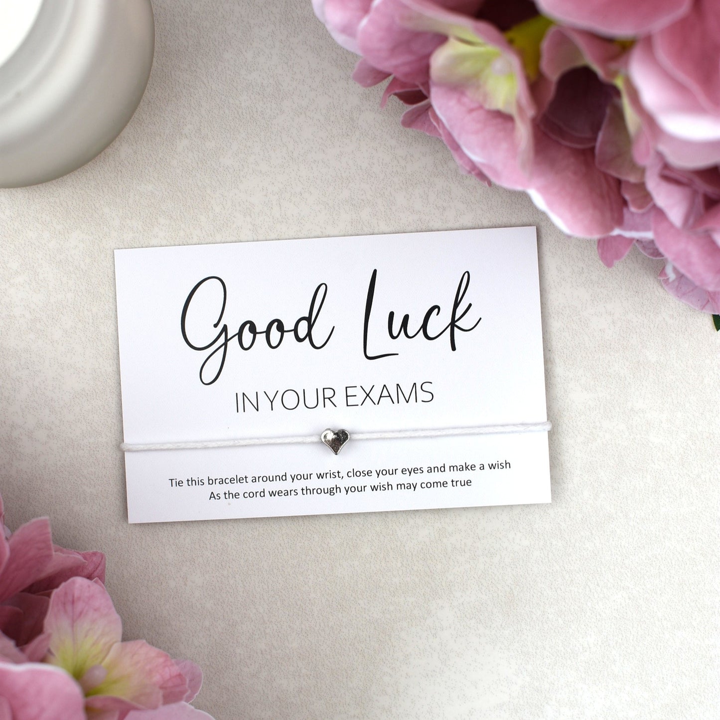 CLEARANCE - Good Luck In Your Exams Wish Bracelet | Heart Charm