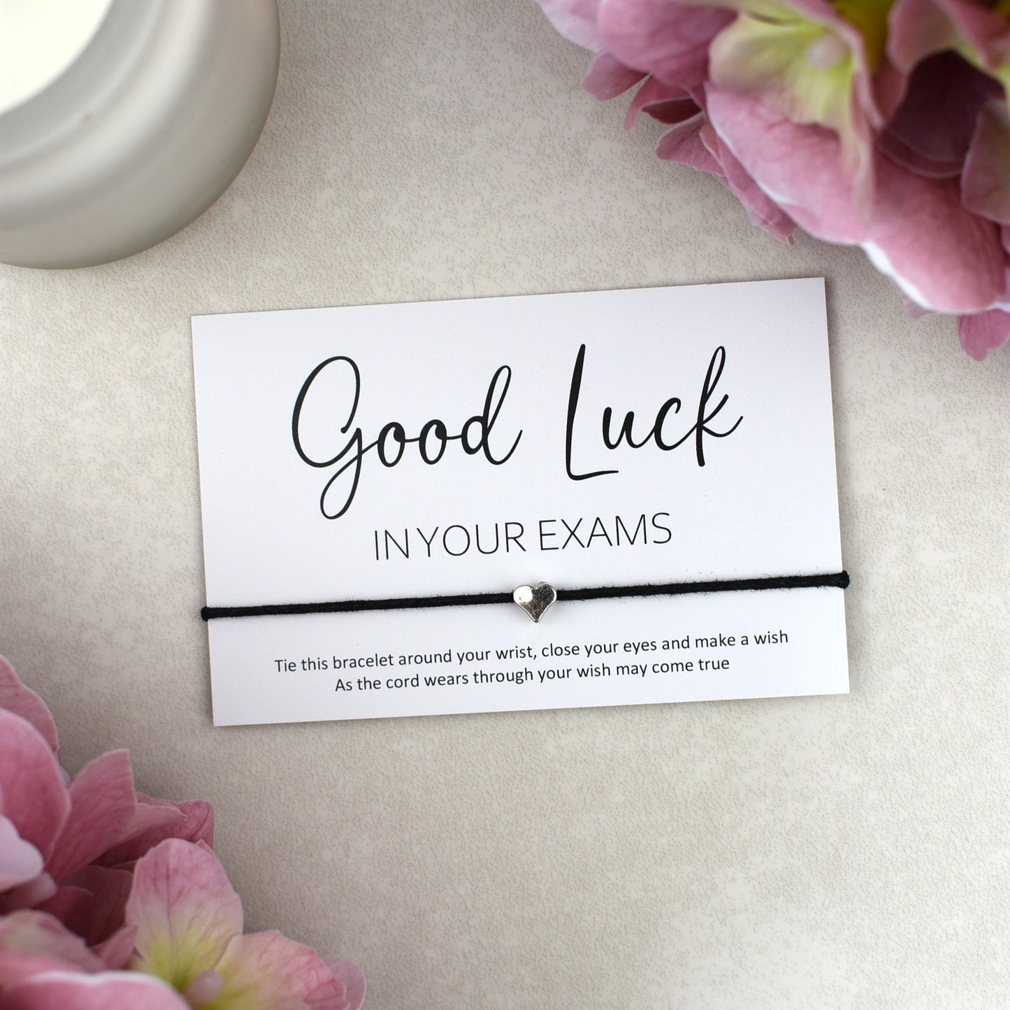 CLEARANCE - Good Luck In Your Exams Wish Bracelet | Heart Charm
