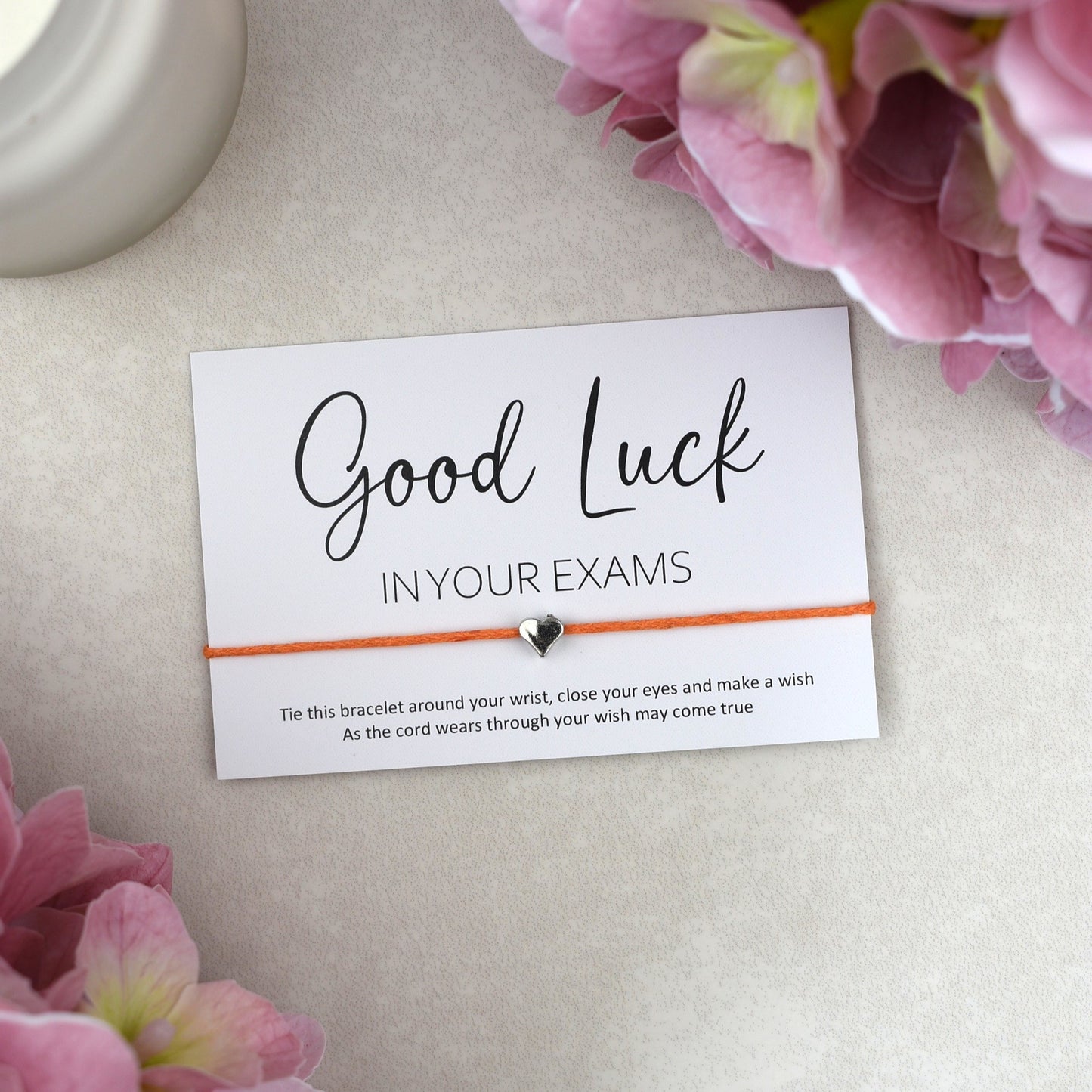 CLEARANCE - Good Luck In Your Exams Wish Bracelet | Heart Charm
