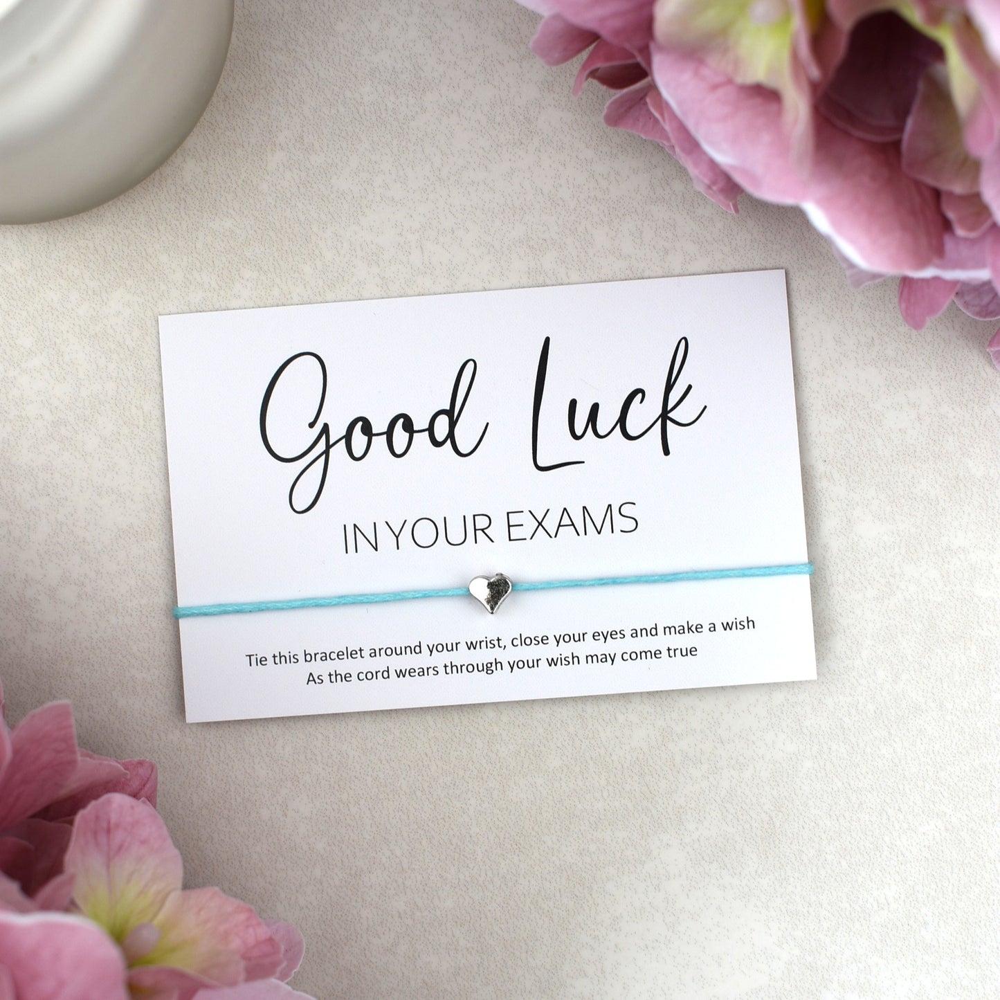 CLEARANCE - Good Luck In Your Exams Wish Bracelet | Heart Charm