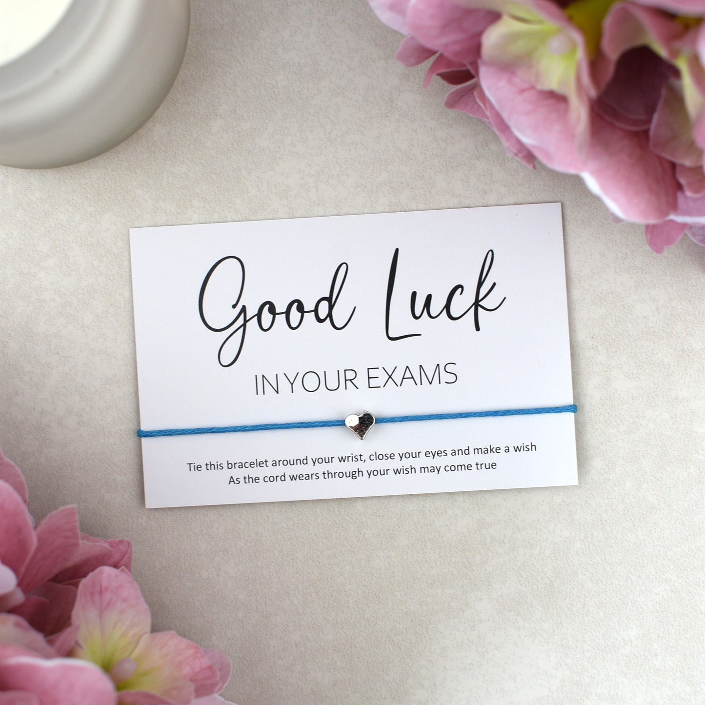 CLEARANCE - Good Luck In Your Exams Wish Bracelet | Heart Charm