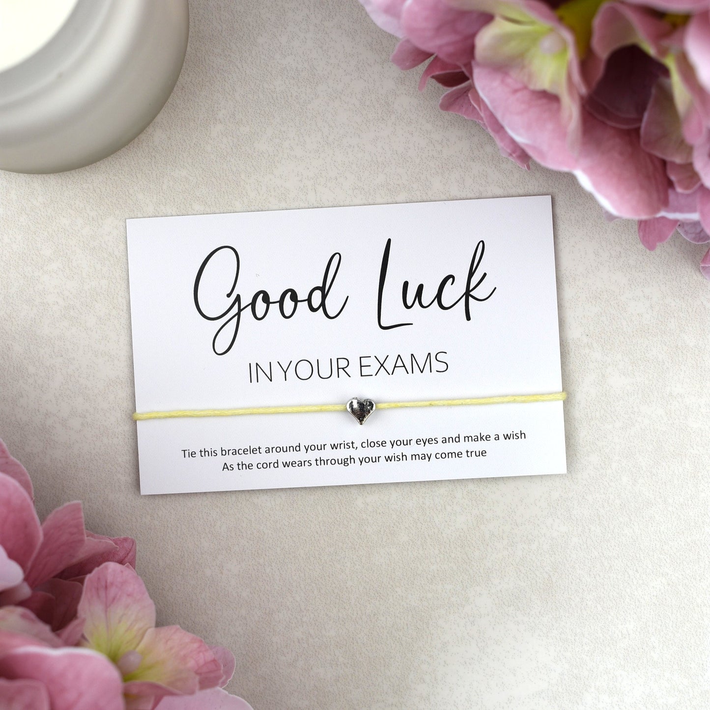 CLEARANCE - Good Luck In Your Exams Wish Bracelet | Heart Charm