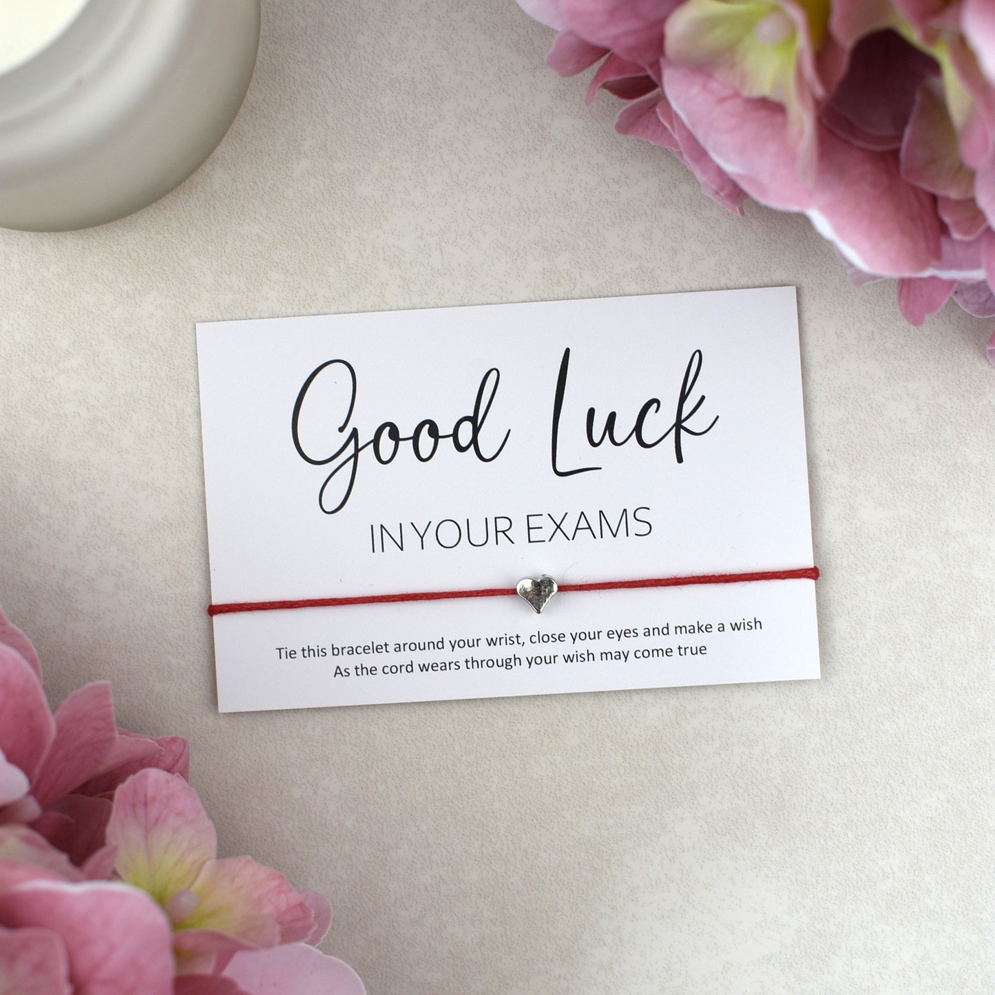 CLEARANCE - Good Luck In Your Exams Wish Bracelet | Heart Charm