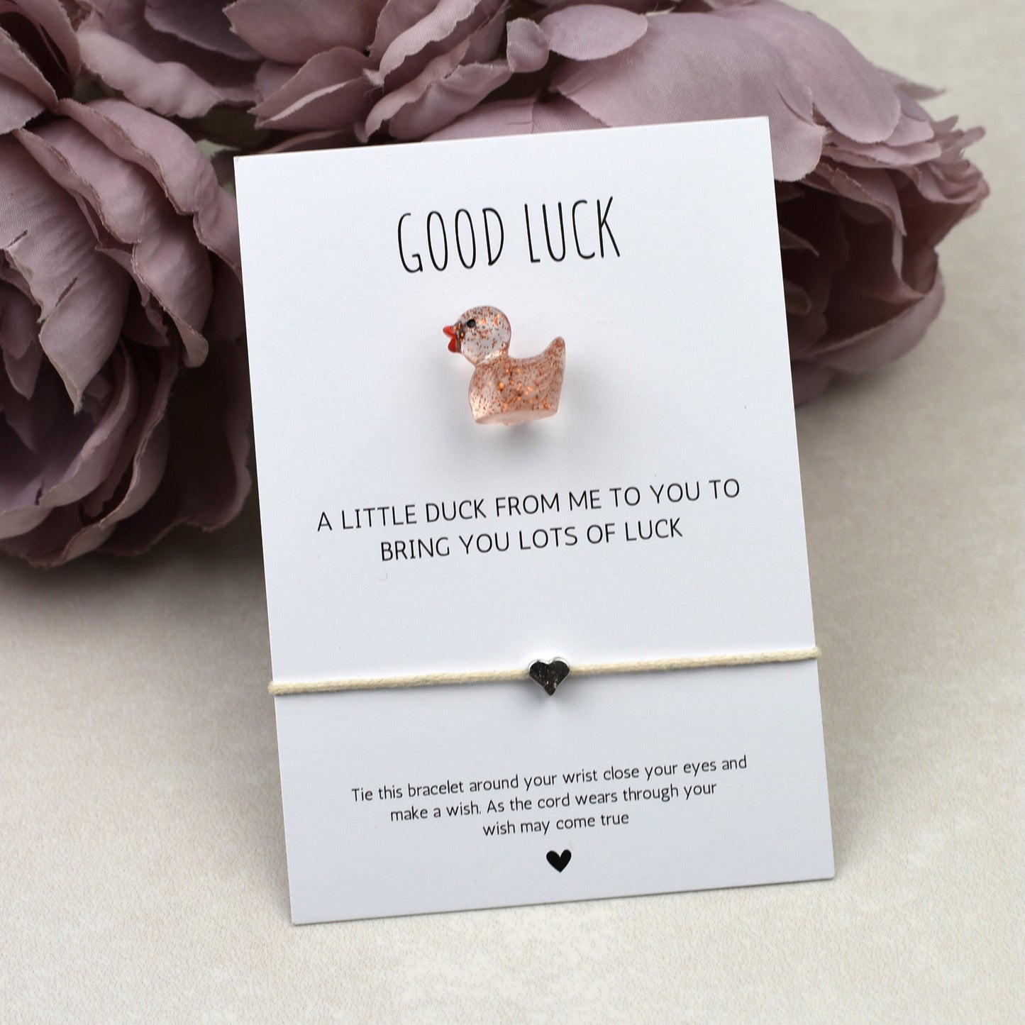 CLEARANCE - Good Luck Duck and Wish Bracelet Set - Glitter Duck