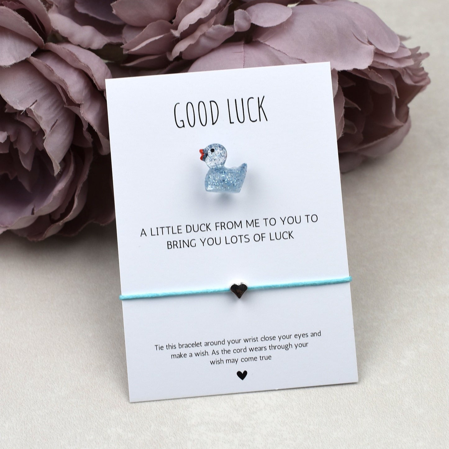 CLEARANCE - Good Luck Duck and Wish Bracelet Set - Glitter Duck