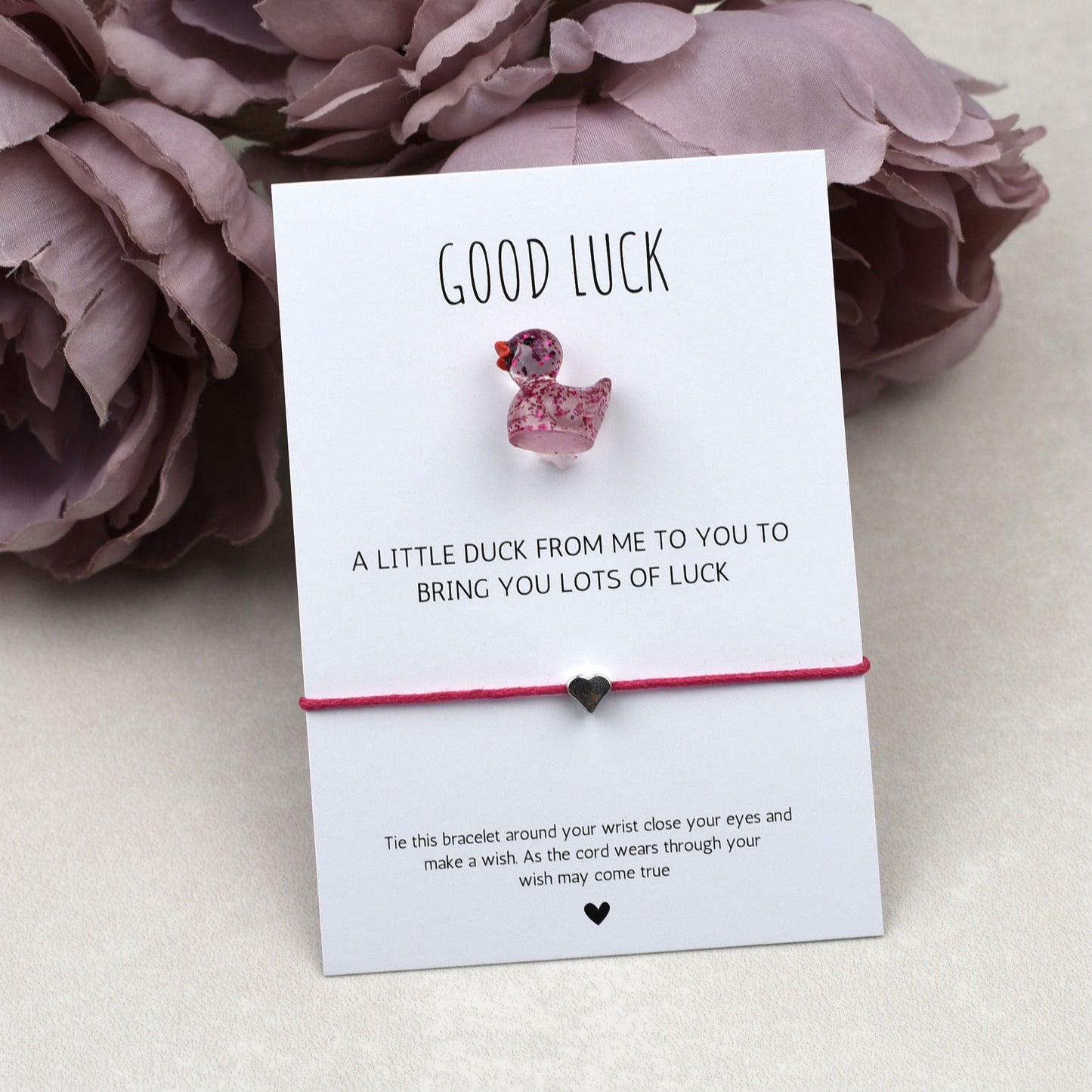 CLEARANCE - Good Luck Duck and Wish Bracelet Set - Glitter Duck