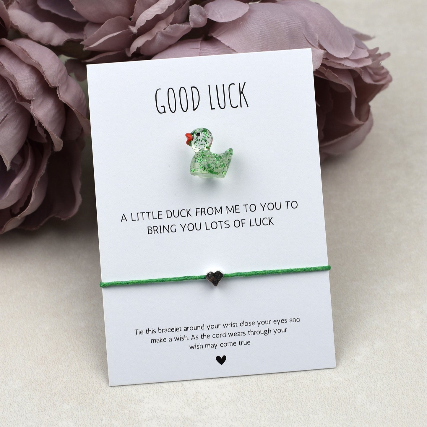 CLEARANCE - Good Luck Duck and Wish Bracelet Set - Glitter Duck