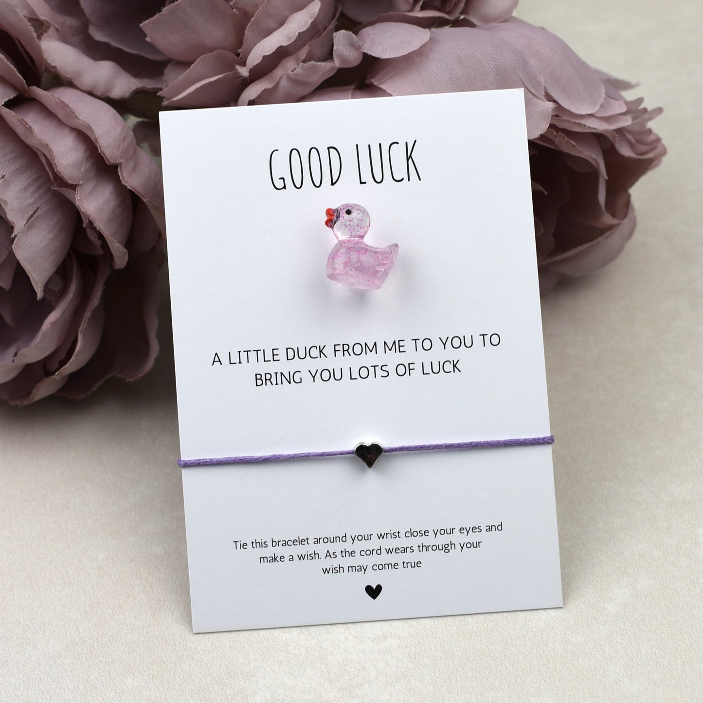 CLEARANCE - Good Luck Duck and Wish Bracelet Set - Glitter Duck