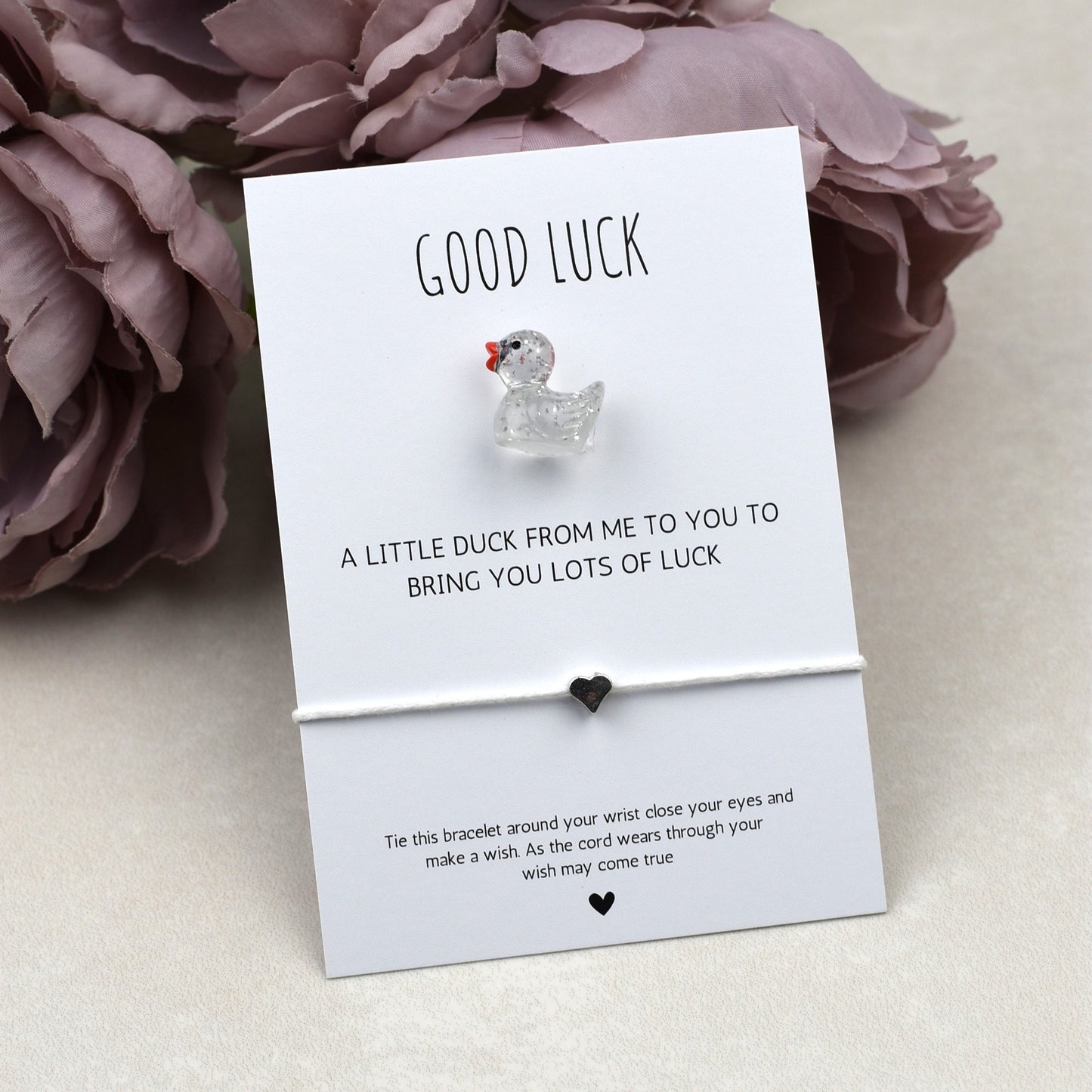CLEARANCE - Good Luck Duck and Wish Bracelet Set - Glitter Duck