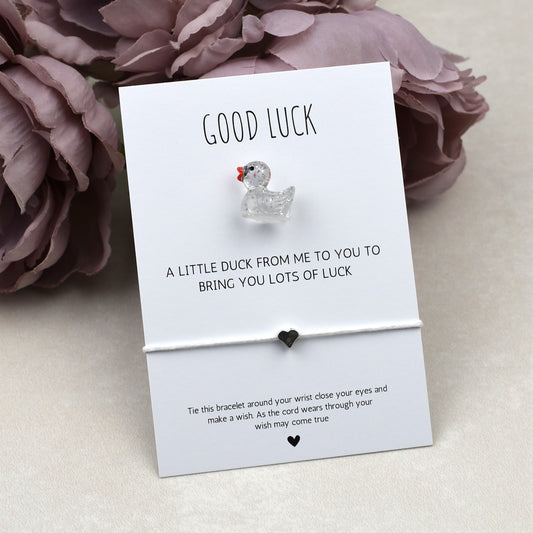 CLEARANCE - Good Luck Duck and Wish Bracelet Set - Glitter Duck