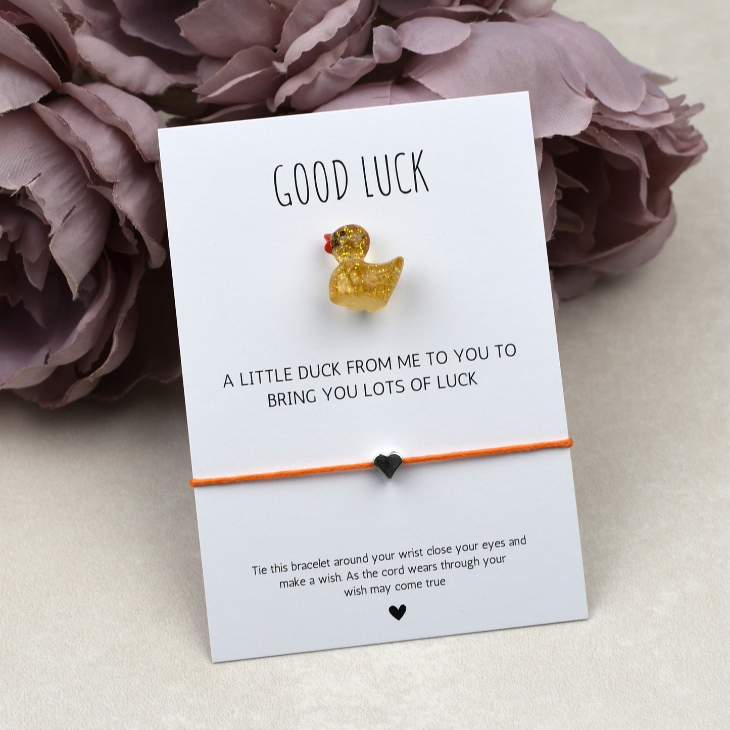 CLEARANCE - Good Luck Duck and Wish Bracelet Set - Glitter Duck