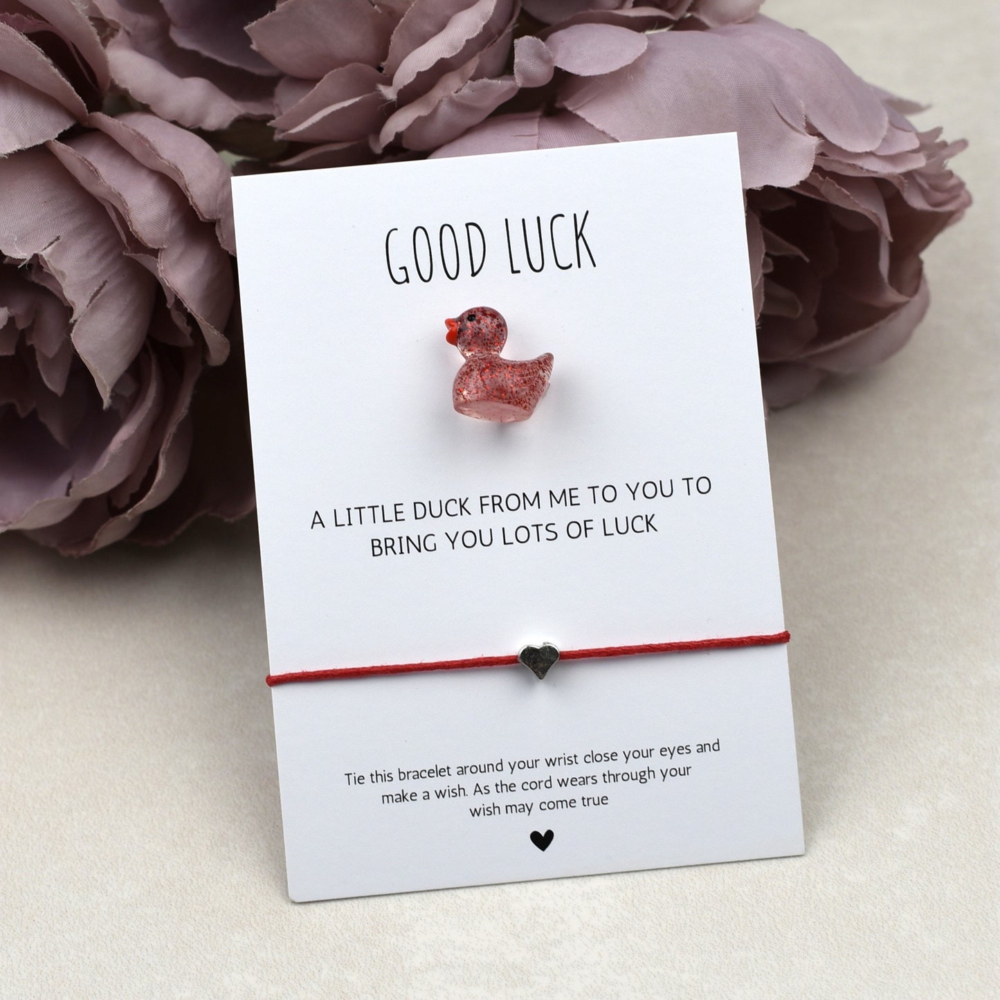 CLEARANCE - Good Luck Duck and Wish Bracelet Set - Glitter Duck