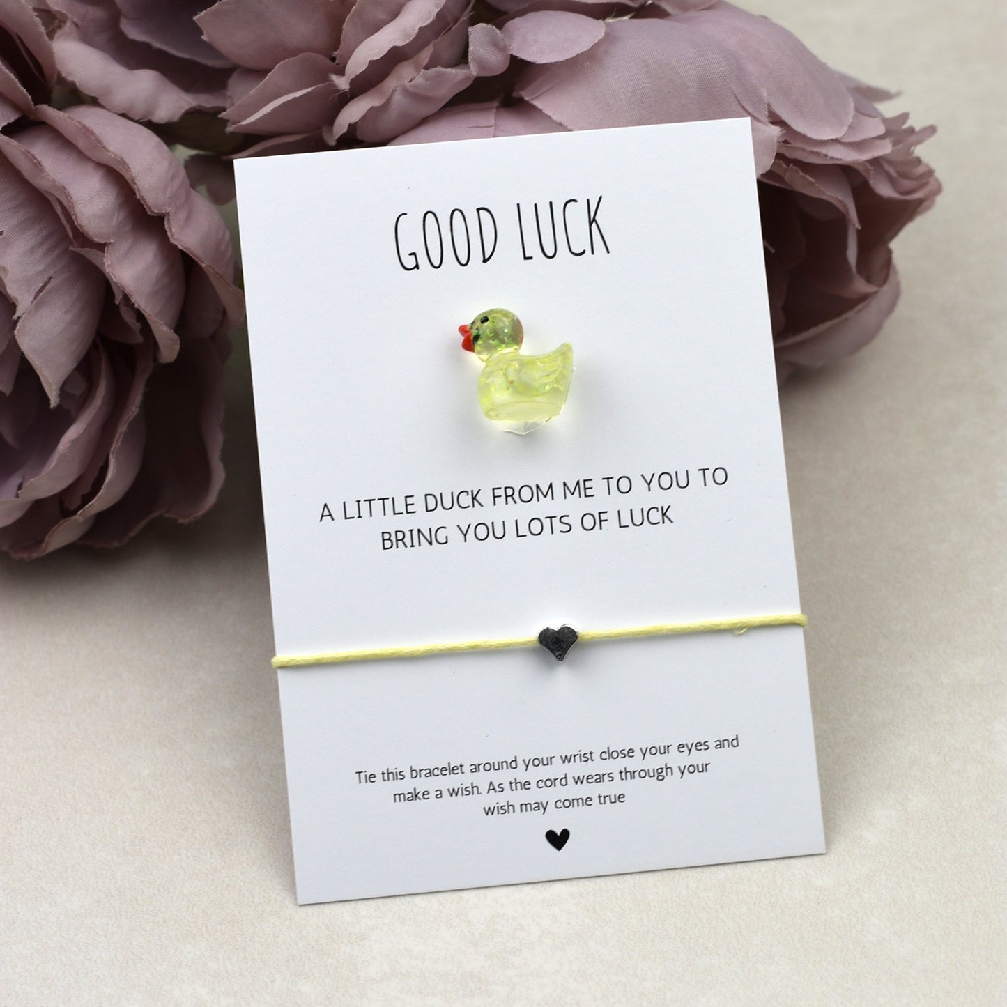 CLEARANCE - Good Luck Duck and Wish Bracelet Set - Glitter Duck